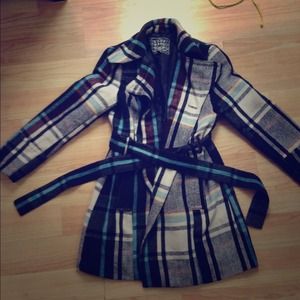Plaid pea coat