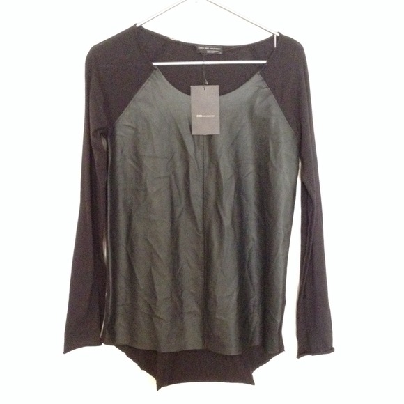 Zara leather long sleeve shirt