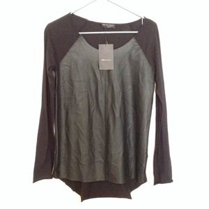 Zara leather long sleeve shirt