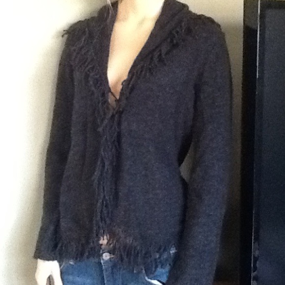 Susan Bristol Char. Gray Sweater With Fringe