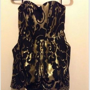 H&M black and gold strapless dress.