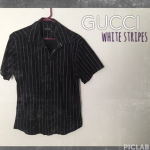 Gucci black mens short sleeve dress shirt