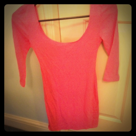 Neon pink dress and Beatles crop top