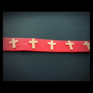 Red leather cuff bracelet