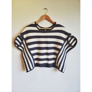 Free People Boxy Stripped Cropped Shirt