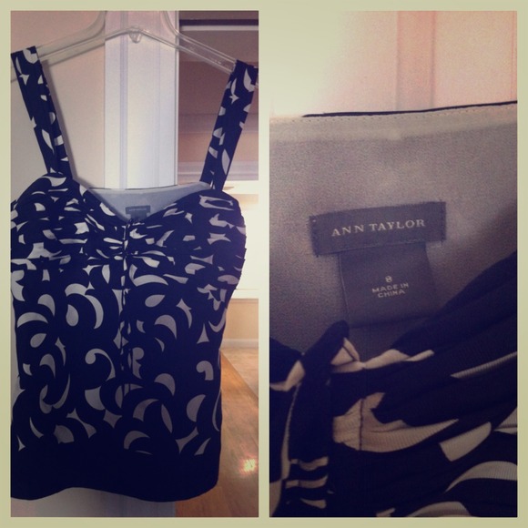 Ann Taylor Navy & White Silk Tank