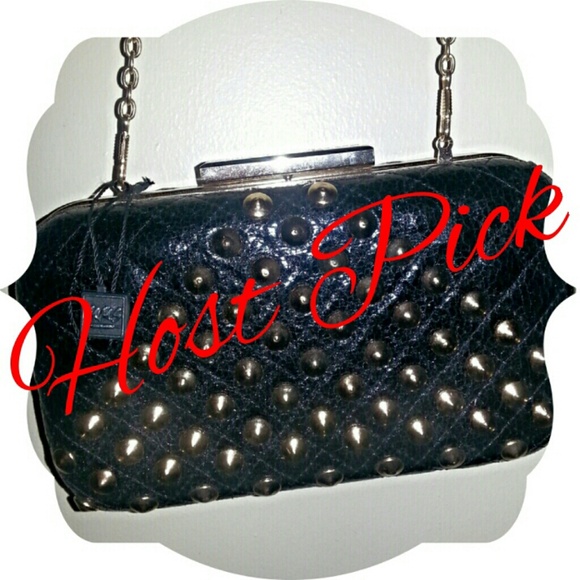 MMS Design Studio Black Studded Clutch