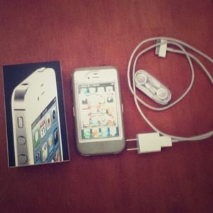 iPhone 4, outer box case, charger, and sold