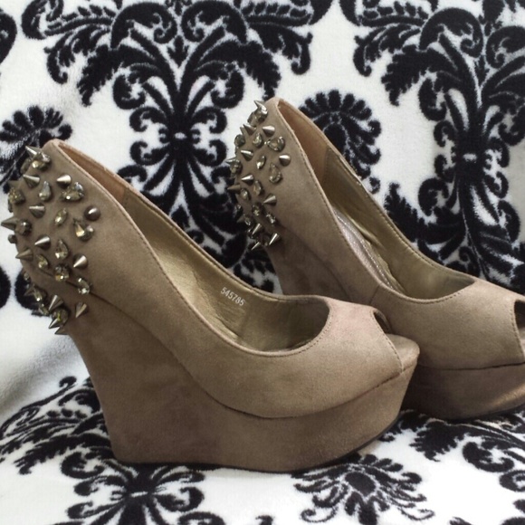 Charlotte Russe Shoes - Studded & Spiked suede wedges