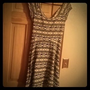 Black and white dress with Aztec design.