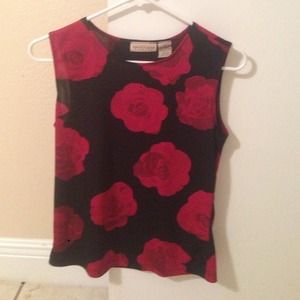 Black top with large red roses!