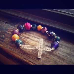 Bohemian style crystal cross bracelet