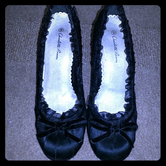 Black Heels with Lace Trimming