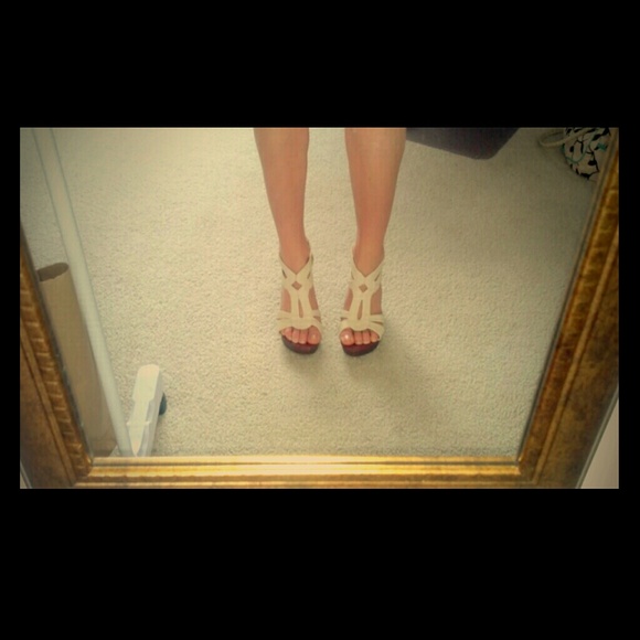 Qupid Cream Strap Wedges