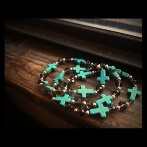 Turquoise cross bracelet set