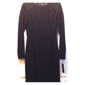 Black, Tahari Dress with studded shoulders.