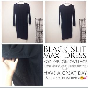 Black Slit maxi Dress For @bloklovelace💕