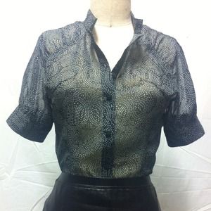 puff sleeve button down blouse