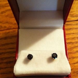 Black Genuine Diamond Earring set 14k White Gold