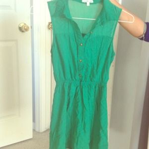 Sea green summer dress.