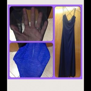 Zum Zum Sexy Long Blue Black Sheer Dress