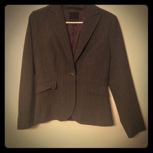 Grey suit jacket w/ lt grey and lt blue stripes