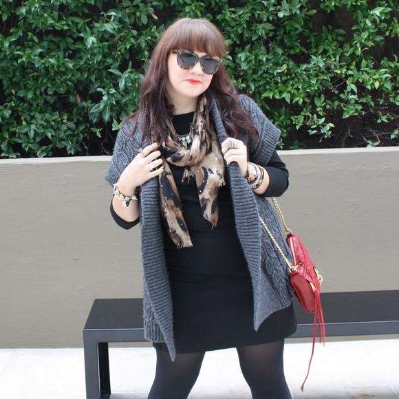 Sold: Chunky Grey Shawl Sweater - Picture 2 of 4