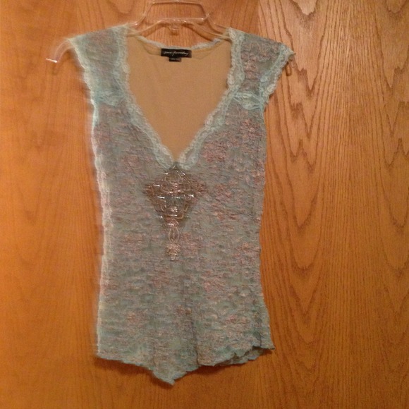 Stretch lace sequined top