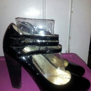 Black ankle strap heels