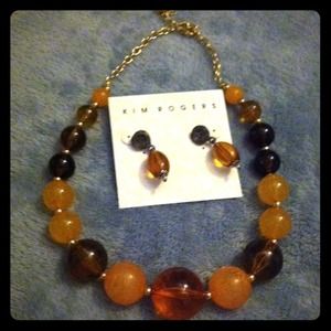 Kim Rogers Multi bead necklace & earring set