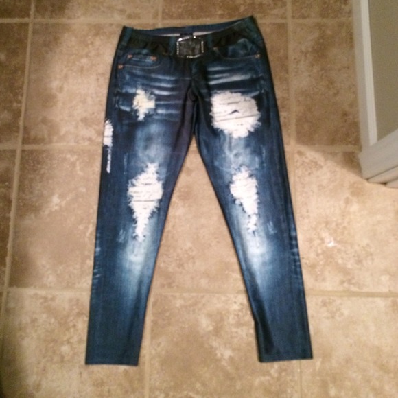 Denim skin jeggings