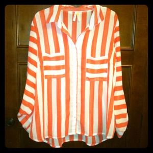 Peach & White Sheer Blouse