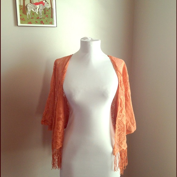 SOLD! Rust fringed kimono cardigan