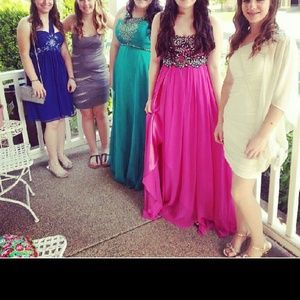 Long Hot pink/lace/beaded/sequin formal dress