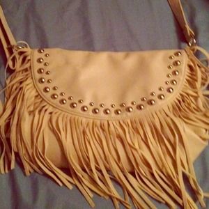 White fringe purse