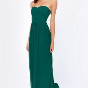 Flowing Green Strapless dress
