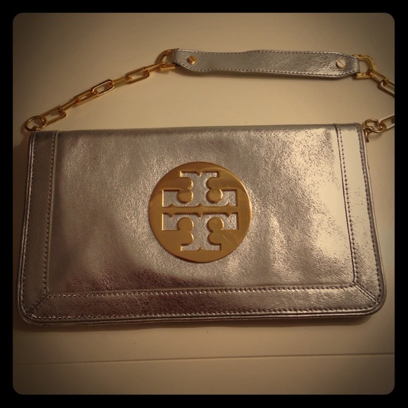 Authentic Tory Burch convertible leather clutch