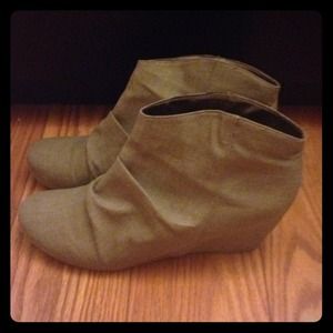 Canvas Wedge Booties