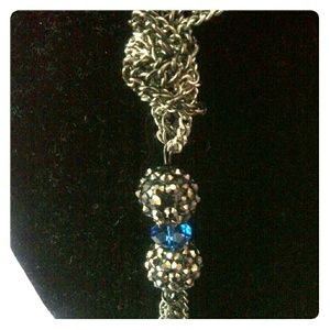 Gunmetal & Blue Knot necklace