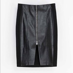 Zara front zip faux leather skirt