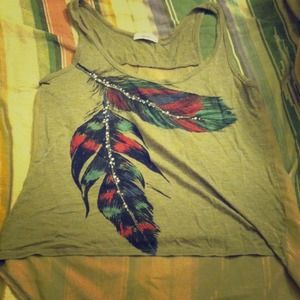 Feather tank top with sheer back