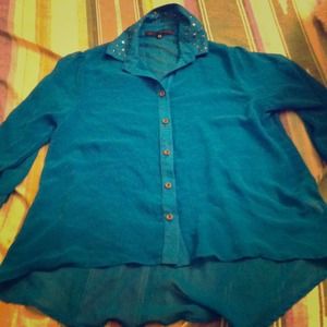 Teal sheer top