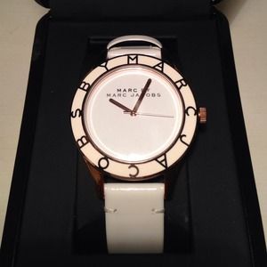 Marc Jacobs Blade Rose Gold/White Patent Watch