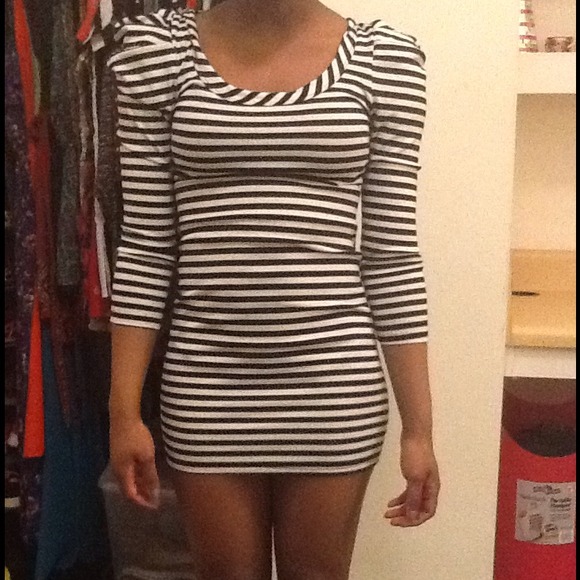 Black and  white striped dress