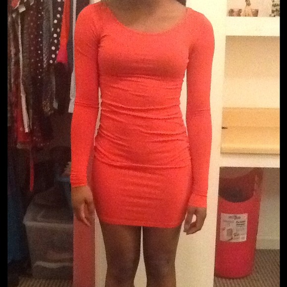 Orange cutout Bodycon dress