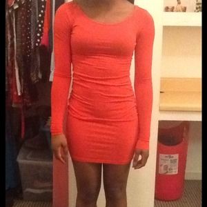 Orange cutout Bodycon dress
