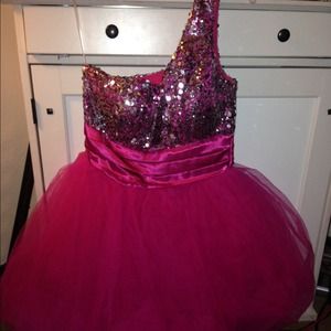 Hot pink prom dress