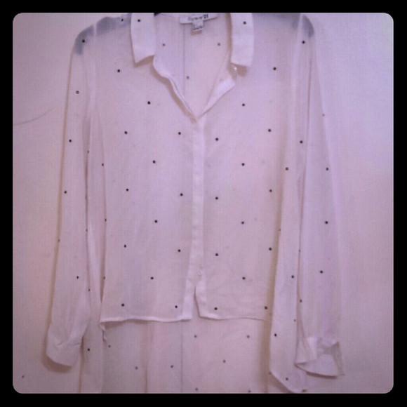 White With Black Dots  Forever 21 Blouse