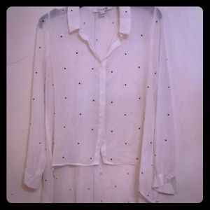 White With Black Dots  Forever 21 Blouse