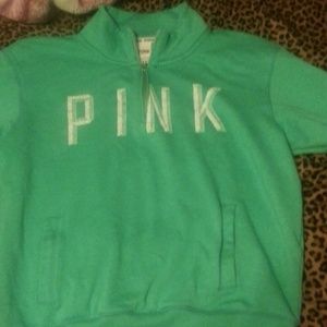 mint green pink zip up